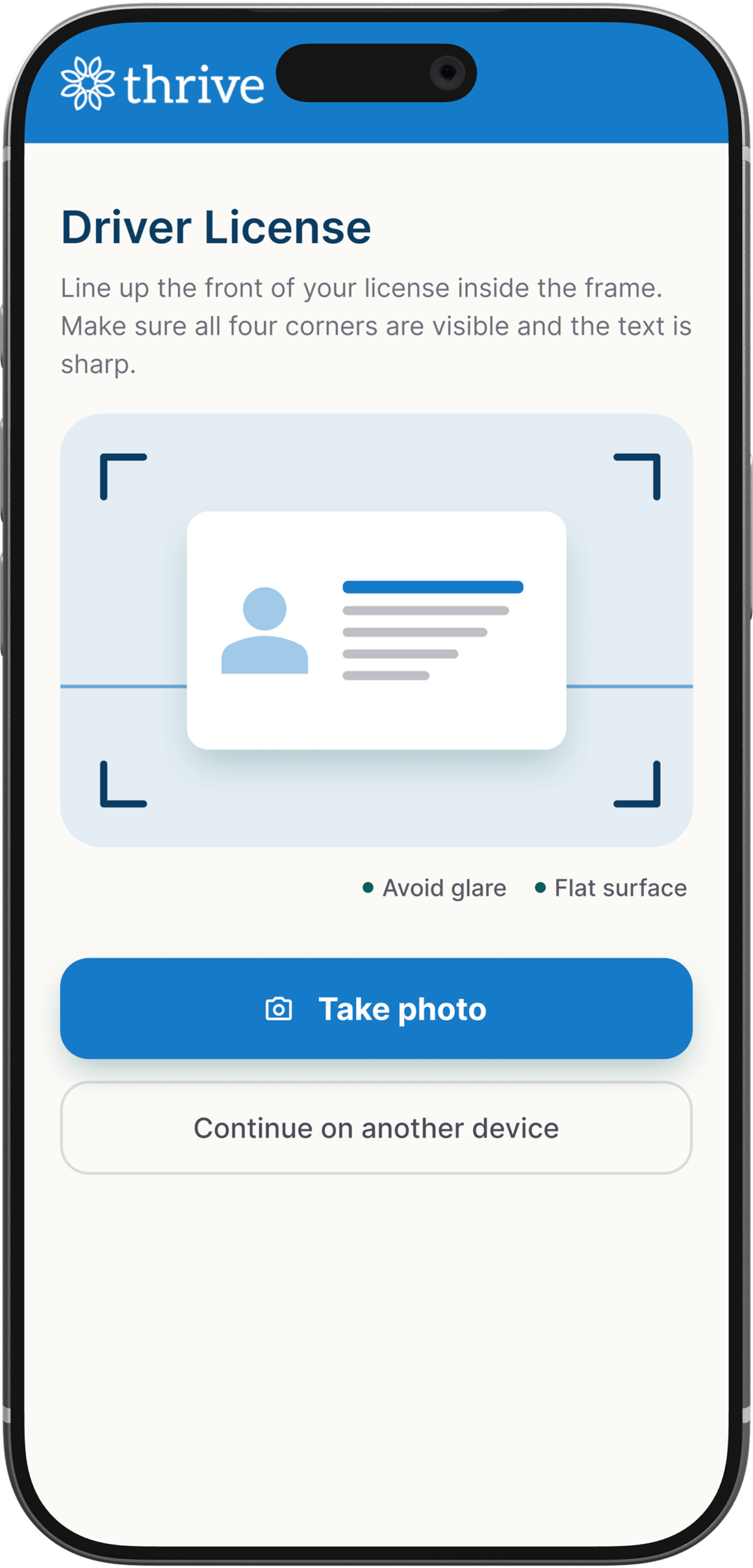 Identity verification step where applicants photograph their driver's license